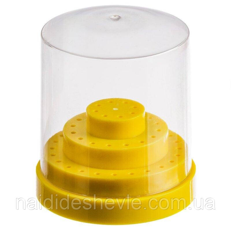 Пластикова кругла підставка для фрезерних насадок із кришечкою, на 48 комірок Жовтий