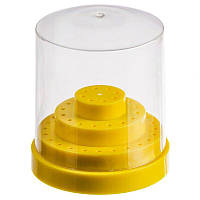Пластиковая круглая подставка для фрезерных насадок с крышечкой, на 48 ячеек Желтый