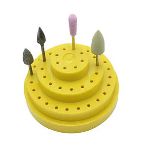 Пластикова кругла підставка для фрезерних насадок із кришечкою, на 48 комірок Жовтий, фото 2