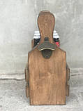 Подарунковий Набір: Дерев'яний Ящик для Перенесення Пива з Вбудованою Відкривалкою Натуральне дерево Вільха, фото 6