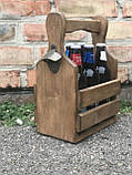 Подарунковий Набір: Дерев'яний Ящик для Перенесення Пива з Вбудованою Відкривалкою Натуральне дерево Вільха, фото 2