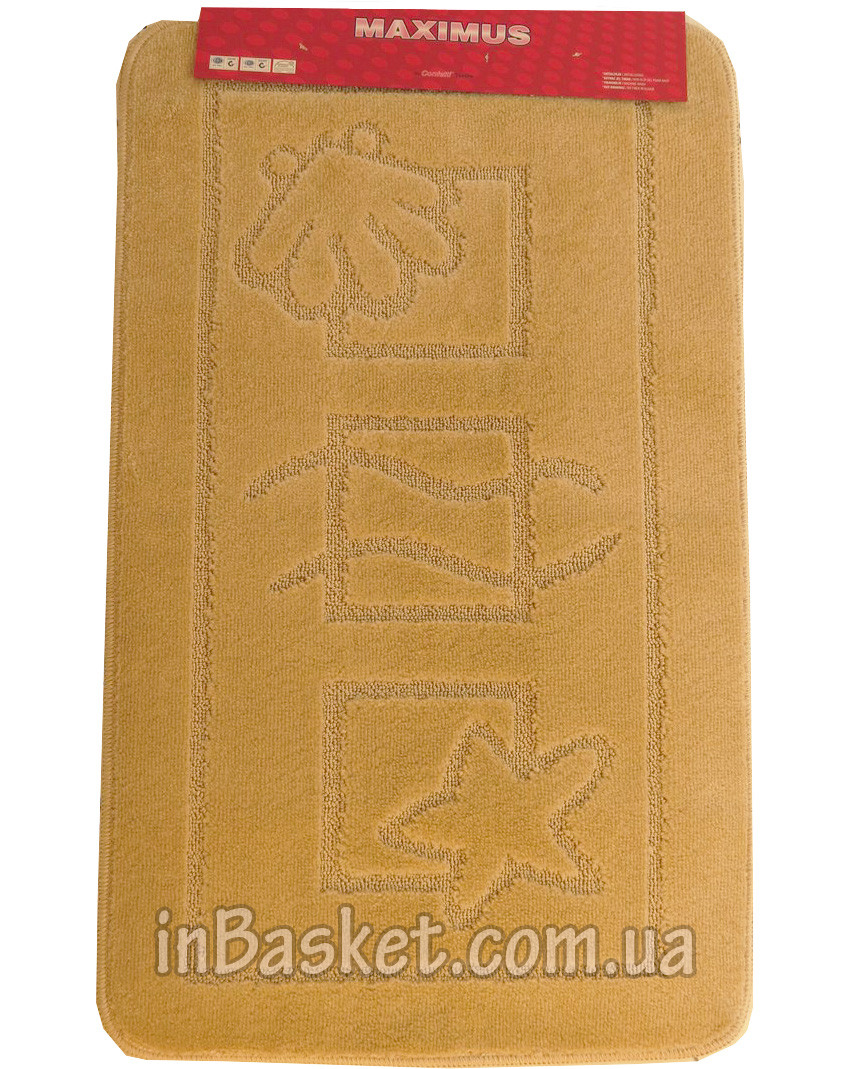 Однотонні протиковзкі килимки в ванну "Biege seastar"