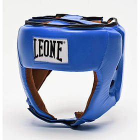 Шолом боксерський для змагань шкіряний Leone Contest Blue M синій