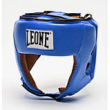 Шолом боксерський для змагань шкіряний Leone Contest Blue S синій, фото 2