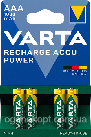 Акумулятори Varta — Rechargeable AAA HR03 1000mAh, фото 2