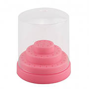 Пластикова кругла підставка для фрезерних насадок із кришечкою, на 48 комірок Яскраво-рожевий