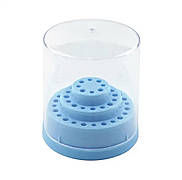 Пластикова кругла підставка для фрезерних насадок із кришечкою, на 48 комірок Блакитний