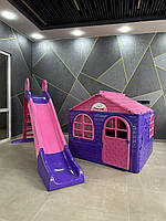 Набор детский ТМ Doloni Домик XL и горка большая 243 см, розово-фиолетовый