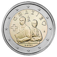 Монета номіналом 2 євро 2021 «Подяка медичним працівникам» Італія "GRAZIE"