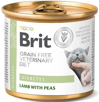 Вологий корм для котів при цукровому діабеті з ягням та горохом Brit VetDiets Diabetes 200 г