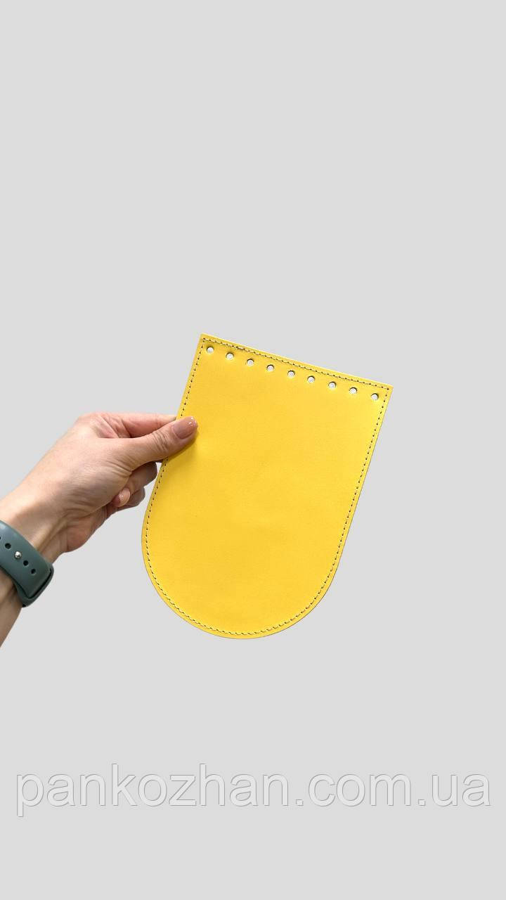 Клапан зі шкіри для в'язаної сумки форма овал, 20х14см, фото 1