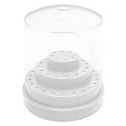 Пластикова кругла підставка для фрезерних насадок із кришечкою, на 48 комірок Білий
