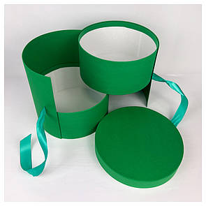 Кругла 2-ярусна подарункова коробка d=20 h=21 см малинова