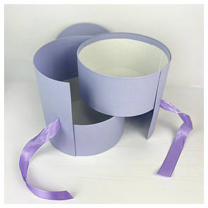 Кругла 2-ярусна подарункова коробка d=20 h=21 см бузкова