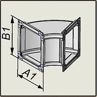 Колено вентиляционное прямоугольного сечения с нержавеющей стали 45° (с шинорейкой)