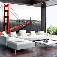 Флизелиновые фотообои для спальни 3д 368х254 см Архитектура Мост Золотые Ворота США (154V8)+клей