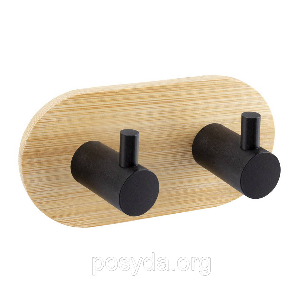 Вішак настінний на 2 гачки чорний бамбук, ТМ AWD Interior AWD02091764, фото 1