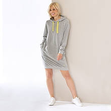 Халат жіночий, cotton 40%/polyester 60%, Longsize-Hood, сірий/жовтий, розмір S (82075S)