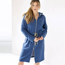 Халат жіночий, cotton 40%/polyester 60%, Hood and Zipper, синій/сірий, розмір S (82117S)