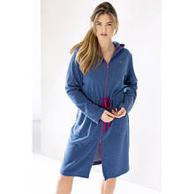 Халат жіночий, cotton 40%/polyester 60%, Hood and Zipper, синій/рожевий, розмір L (82118L)