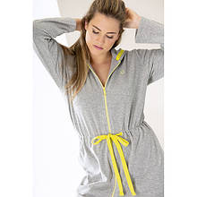 Халат жіночий, cotton 40%/polyester 60%, Hood and Zipper, сірий/жовтий, розмір L (82175L)