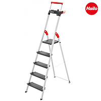 Стремянка алюминиевая Hailo L100 TopLine, 5 ступеней (8050507)