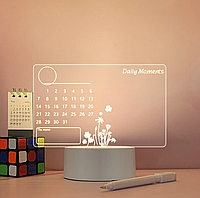 Світлодіодна Led-дошка планер для нотаток малювання маркером календар usb світильник 3D Нічник