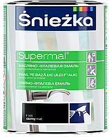 Эмаль(Краска) для дерева и металла Sniezka SUPERMAL Масляно-фталевая 0,8 л F105 Черный Матовый