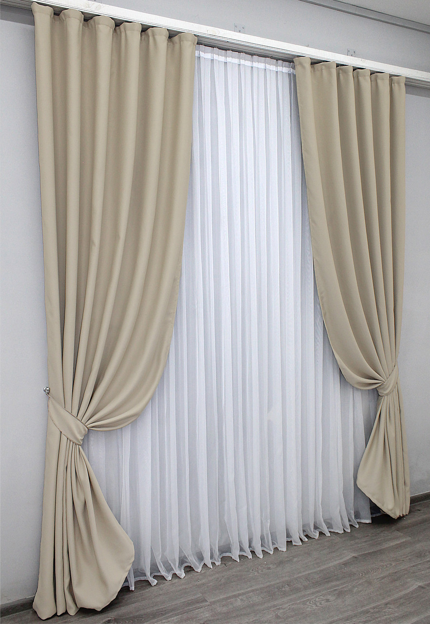 Шторная ткань блэкаут "Fusion Dimout". Цвет бежевый. Код 1152ш (ID ...