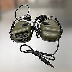 Навушники тактичні Earmor M32H Mod3, активні, з кріпленням на шолом і знімним мікрофоном, NRR 22, колір Олива