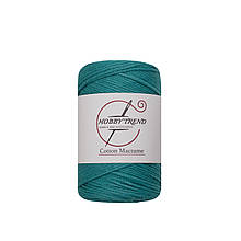 Бавовняний шнур плетений Hobby Trend. Бірюзовий. 240-260 г, 240-260 м, 2 мм