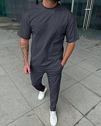 Чоловічий прогулянковий костюм у рубчик з футболкою та штанами 109 (44-46, 48-52, 54-56)) (кольори в описі) СП