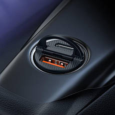 Автомобільний зарядний пристрій в прикурювач Hoco NZ2 Link USB + Type-C 30 W Білий/ Чорний (W35512), фото 4