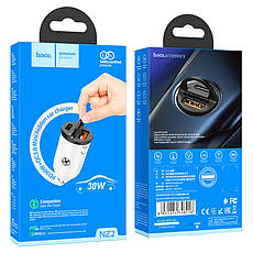 Автомобільний зарядний пристрій в прикурювач Hoco NZ2 Link USB + Type-C 30 W Білий/ Чорний (W35512), фото 5
