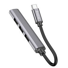 USB-Хаб Hoco HB26 4 в 1 Type-C на 4 х USB Сірий (6931474765482), фото 4