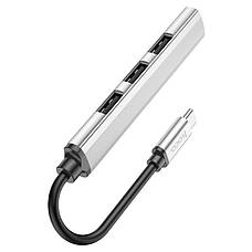 USB-Хаб Hoco HB26 4 в 1 Type-C на 4 х USB Сріблястий (6931474765475), фото 3
