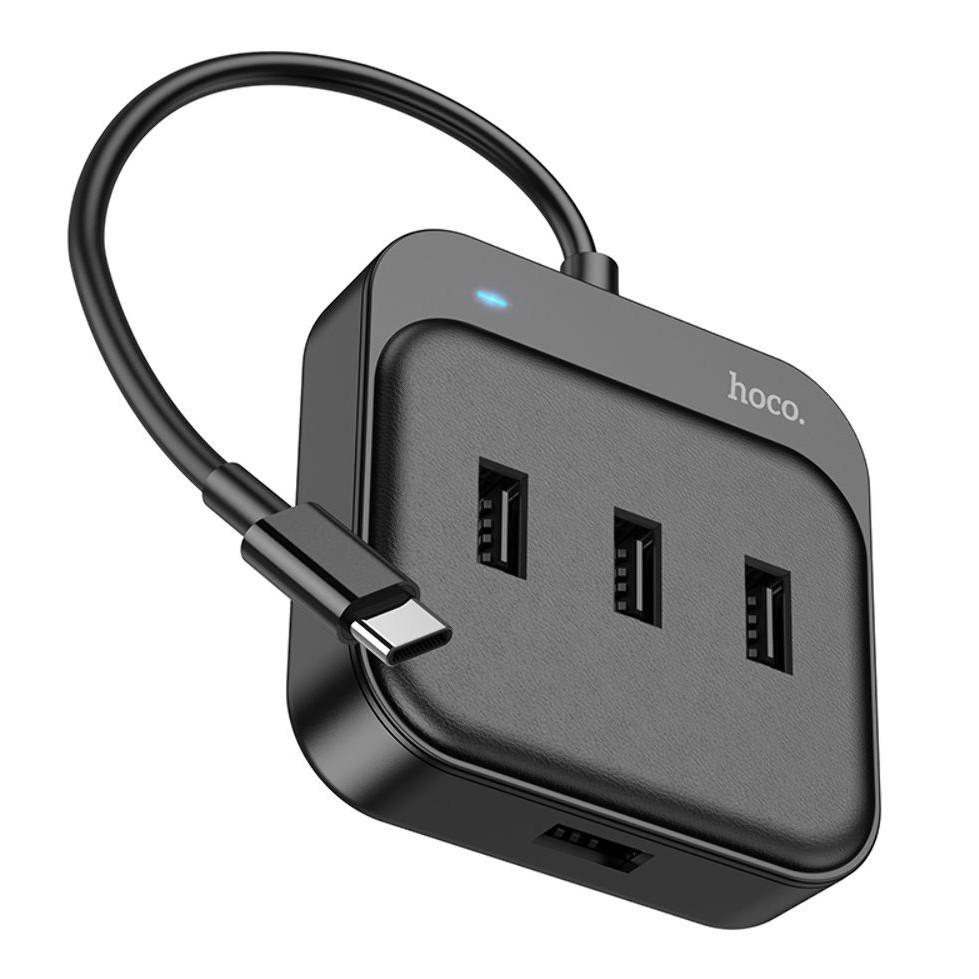 USB-Хаб Hoco HB31 4 в 1 Type-C на 4 x USB Чорний (39165)