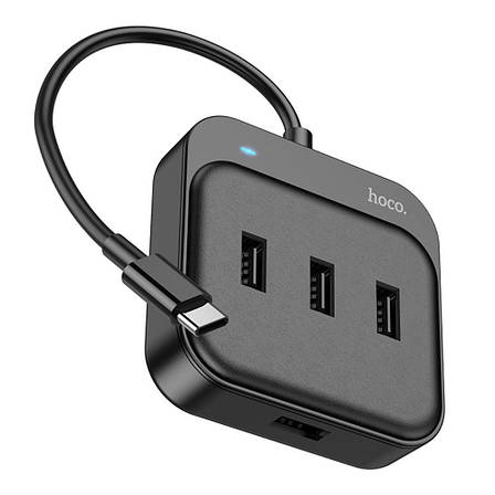 USB-Хаб Hoco HB31 4 в 1 Type-C на 4 x USB Чорний (39165), фото 1