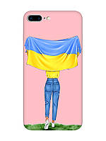 Матовий рожевий чохол на iPhone 7 Plus/8 Plus :: Дівчина з прапором (принт 263)