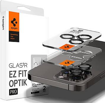 Захисне скло Spigen для камери iPhone 16/15/14 Pro & Pro Max - EZ FIT Optik Pro (2 шт.), Black (AGL05205)