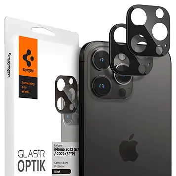 Захисне скло Spigen для камери iPhone 14 Pro/14 Pro Max - Optik Camera Lens (2шт), Black (AGL05273)