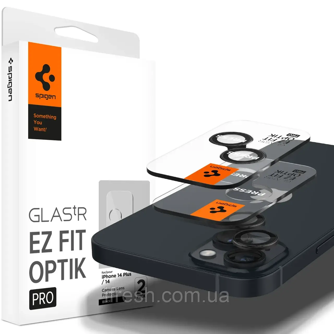 Захисне скло Spigen для камери iPhone 14/14 Plus - Optik Pro (2шт), Black (AGL05213)