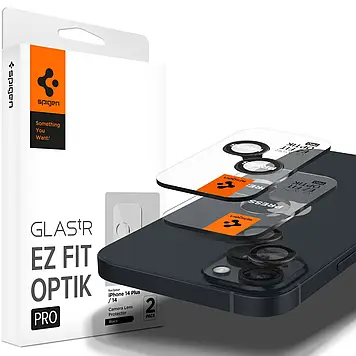 Захисне скло Spigen для камери  iPhone 15 / 15 Plus / 14 / 14 Plus - Optik Pro (2шт), Black (AGL05213)