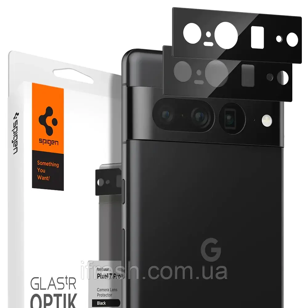 Захисне скло Spigen для камери Google Pixel 7 Pro - Optik Camera Lens (2шт), Black (AGL05470)