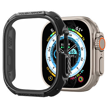 Чохол та скло Spigen для Apple Watch Ultra (49mm) Tough Armor, Black (ACS05457)