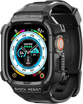 Чохол та ремінець Spigen для Apple Watch Ultra (49mm) Rugged Armor Pro 2 in 1, Black (ACS05460)