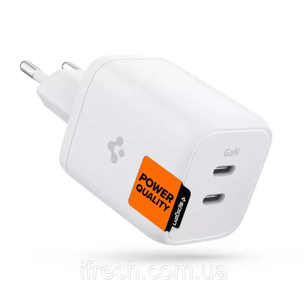 Мережевий зарядний пристрій Spigen PE2106EU 65 W, White (ACH03720), фото 1