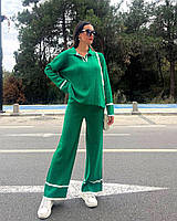 Костюм жіночий з прямими штанами та футболкою Туреччина акрил 19 one size Зелений з білим