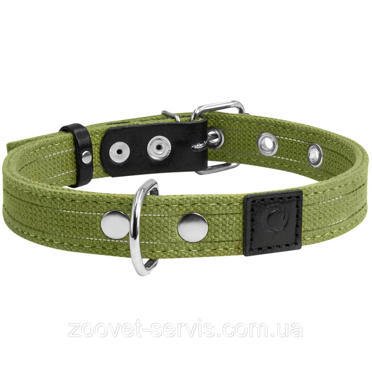 Брезентовий нашийник для собак КОЛЛАР бавовняні тасьма, подвійний, зі світловідбиваючою ниткою 20мм/31-41см 61, фото 1