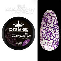 Гель 3в1 Stamping Gel Paint 3в1 для дизайна ногтей (для росписи, аэропуффинга, стемпинга) Дизайнер, 5 мл. Фиолетовый S7